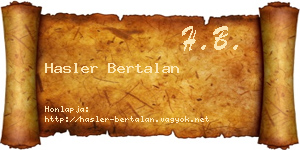 Hasler Bertalan névjegykártya